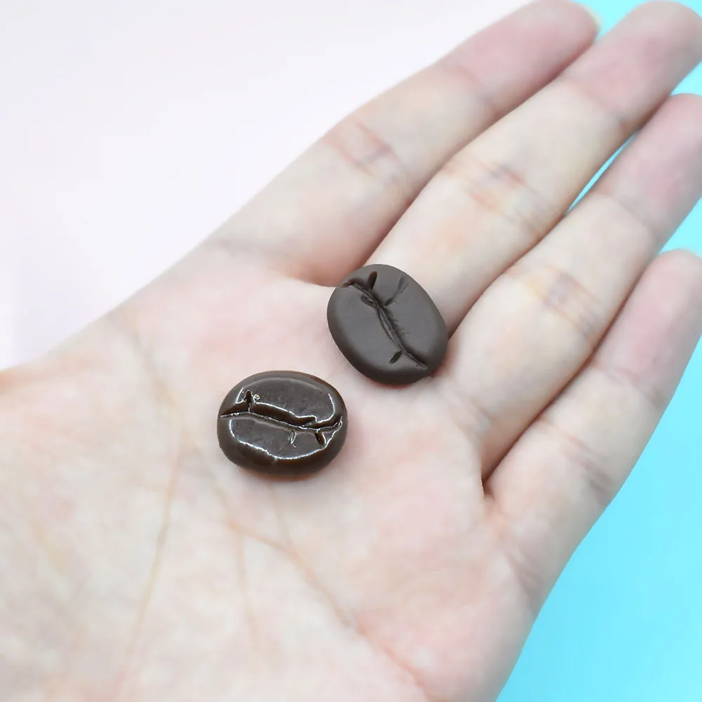 15pcs/set Simulation Coffee Beans Flatback Resin Cabochon Fake Food Scrapbooking for Craft DIY Phone Decoration Accessories