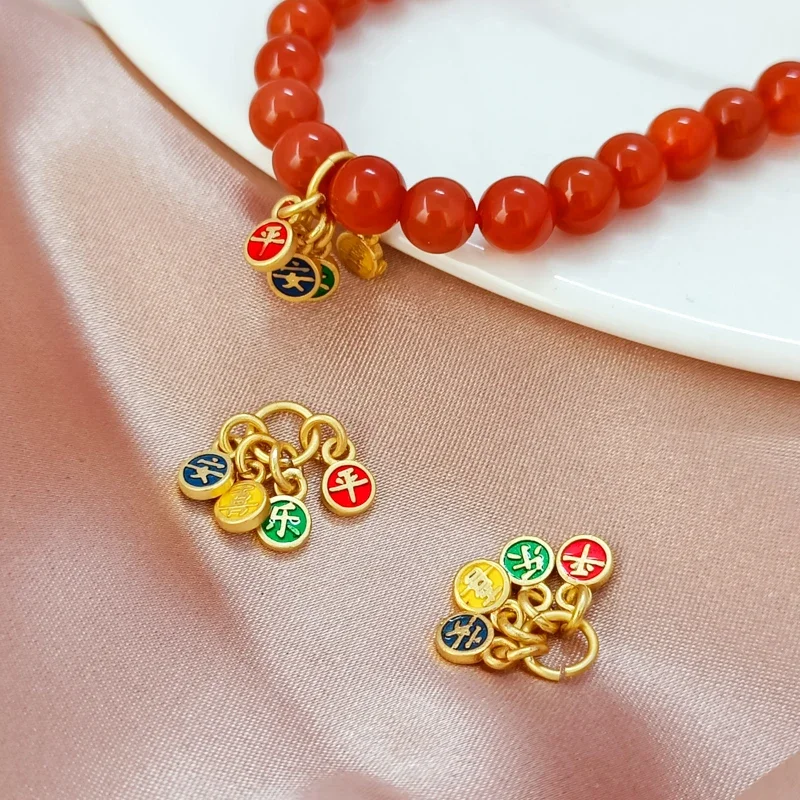 

Matte Gold Accessories, 18K Gold-plated Oil-dripping Peace and Joy Pendant, Tag, Bracelet, Necklace, DIY Jewelry and Accessories