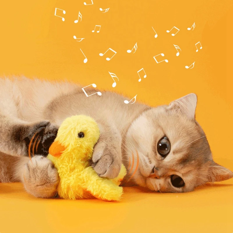 Smart Automatic Cat Toys Flapping Duck Interactive Electric Bird Toys Cat Plush Toy With Catnip Vibration Sensor Cats Game Toy