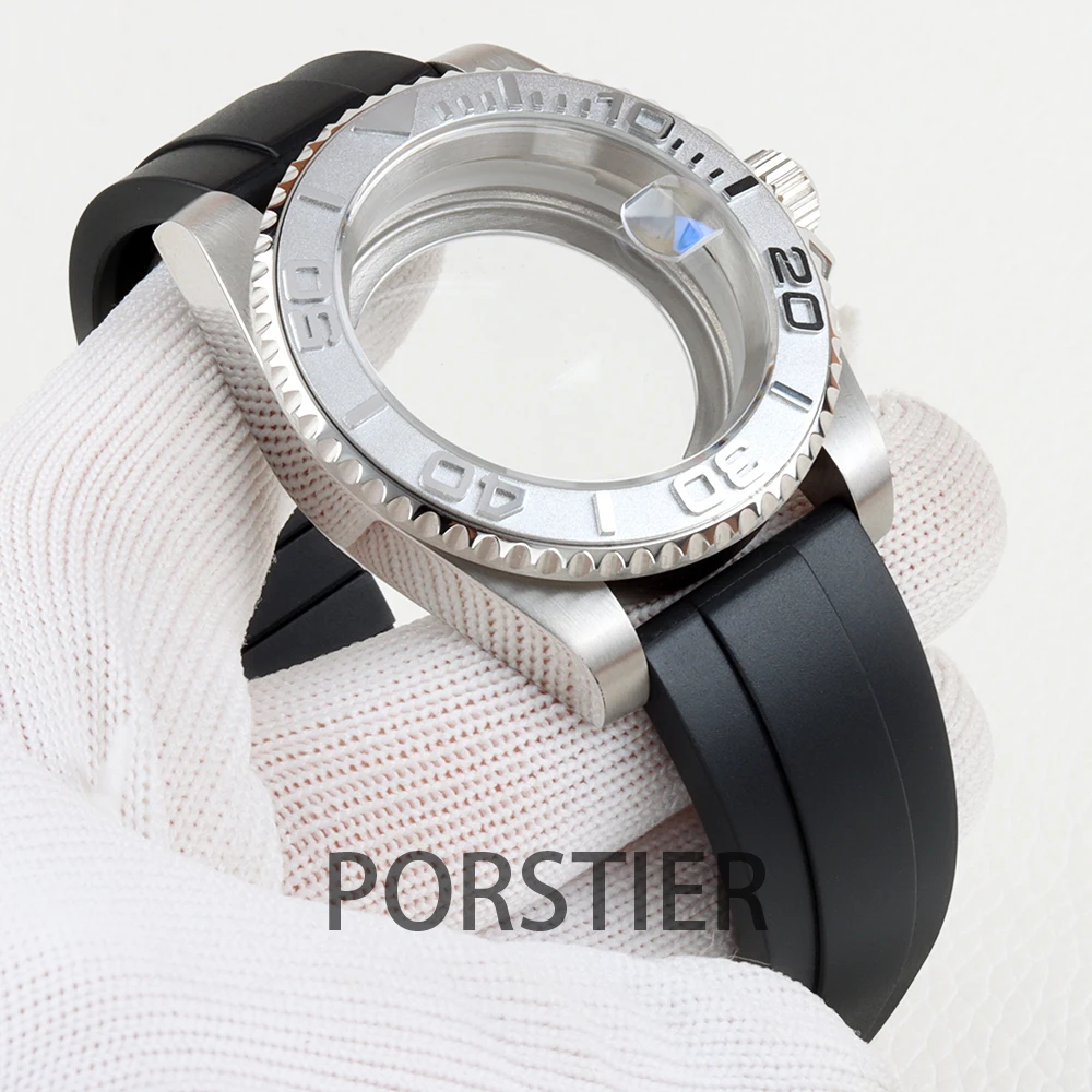 

40mm NH35 Case Black Ceramic Bezel for Yacht-master 28.5mm Dial fit NH34 NH35 NH36 movement Sapphire Glass 20mm Rubber Strap