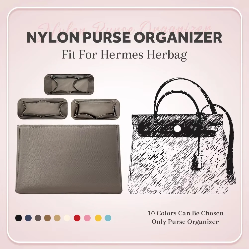 

Nylon Purse Organizer Insert, Inside Storage Bag Fit for Hermes Herbag Handbag Cosmetics Inner Liner Bag Lightweight Organizer