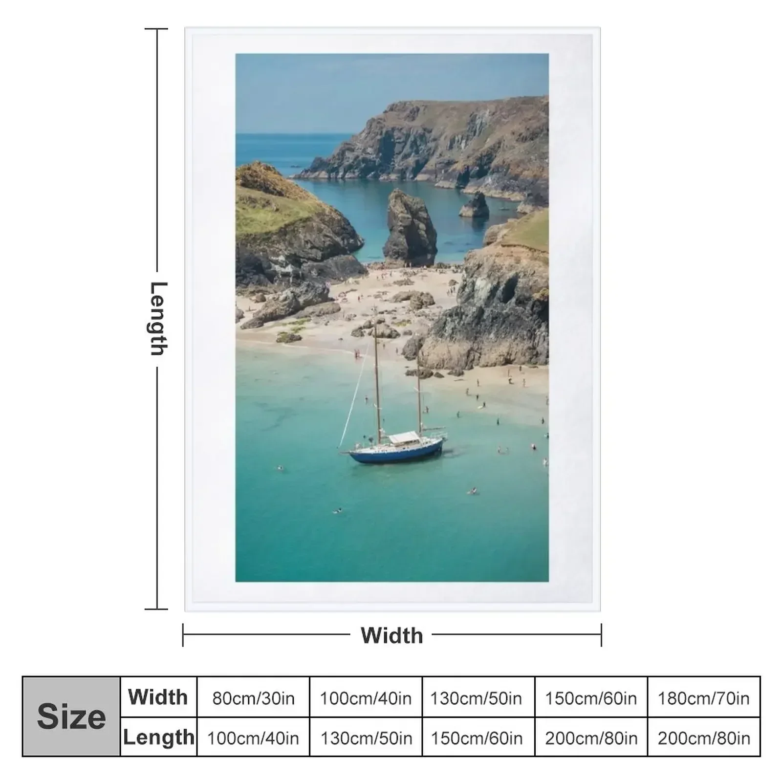 Yacht in Kynance Cove, Cornwall Throw Blanket Sofa Quilt Soft Plush Plaid for sofa Soft Beds Sofas for babies Blankets
