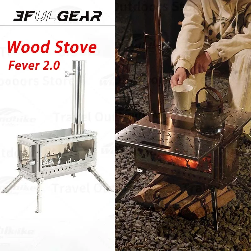 3F UL GEAR New Fever 2.0 Wood Stove Outdoor Multi-function Tent Stove 304 Stainless Steel Domestic Indoor Winter Heating Stove