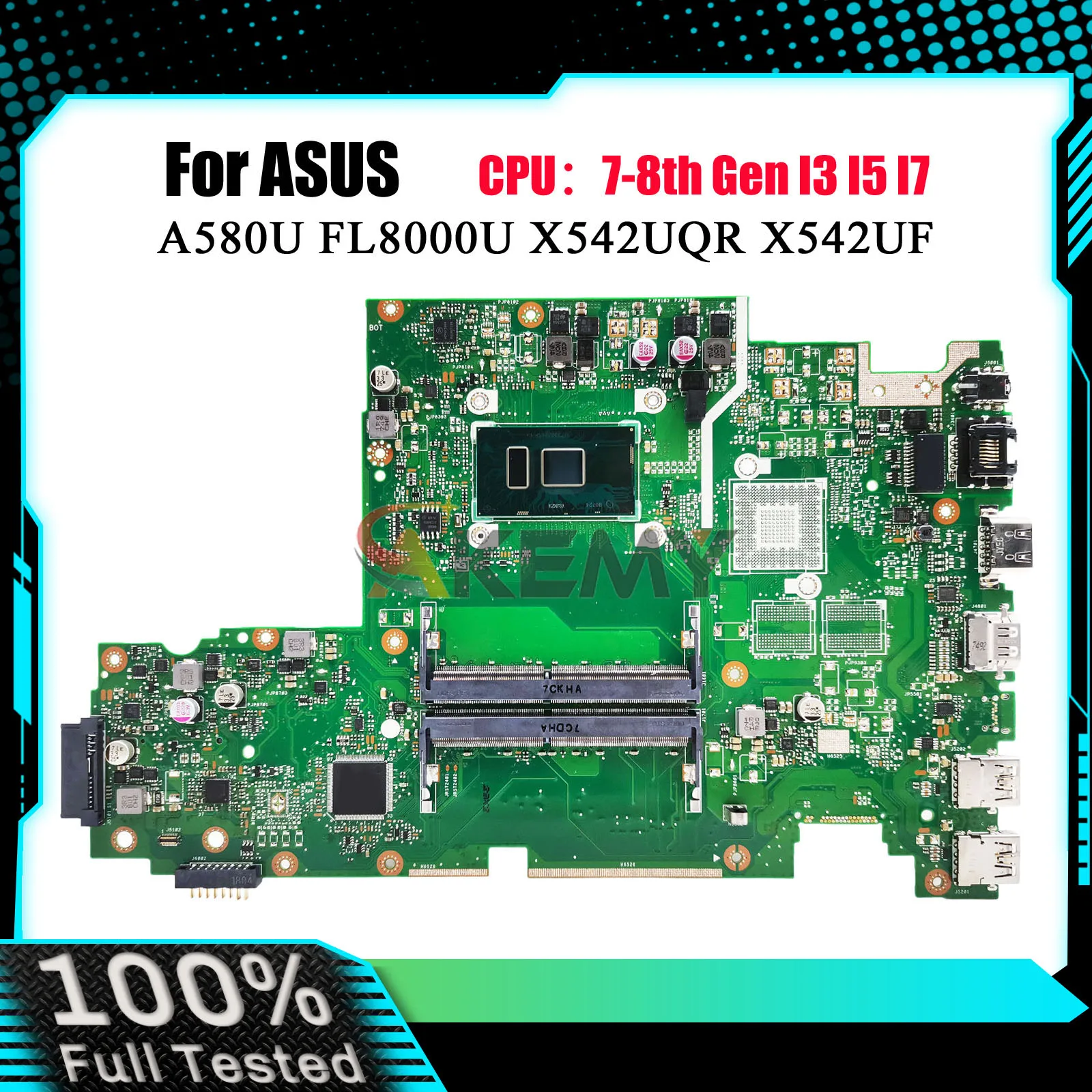 

X542UA Laptop Motherboard For ASUS X542UAR X542UQ X542UQR X542UN X542UF FL8000U X542UA A580U X542U X542UR Mainboard I3 I5 I7 CPU