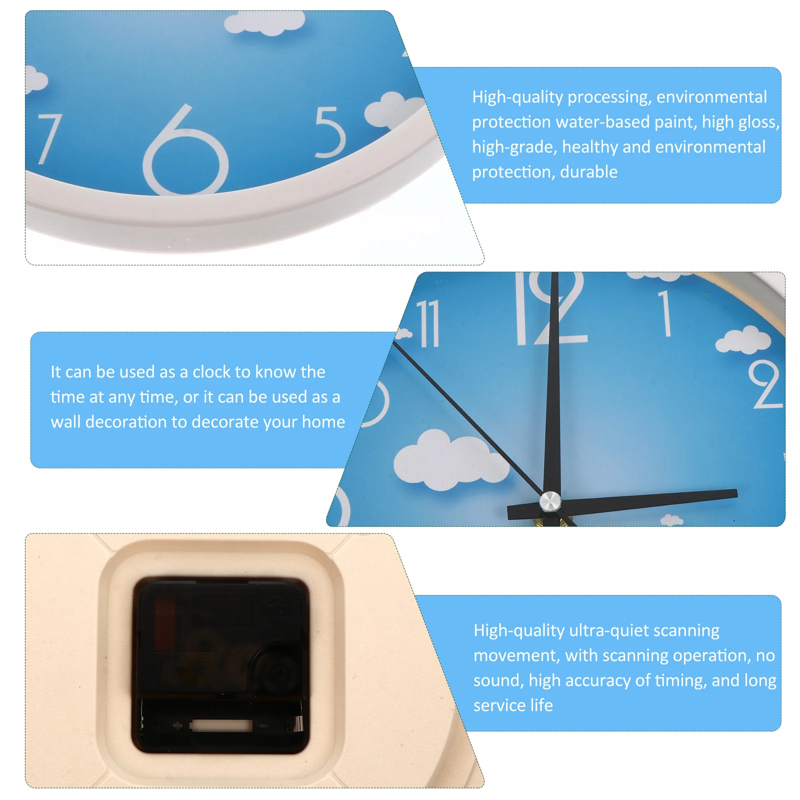 

Modern Wall Mounted Creative Pvc Hanging Clock For Home Silent Round Decorative Wall Clock Operated Glossy