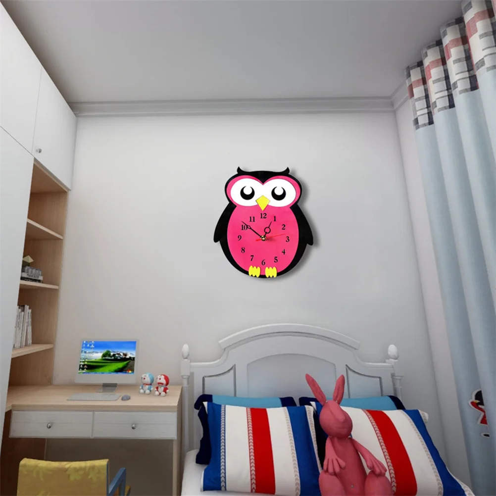 

Acrylic Wall Clock Colorful Cartoon Owl Silent Frameless Modern Room Decor Mute Sweep Movement for Living Room Bedroom