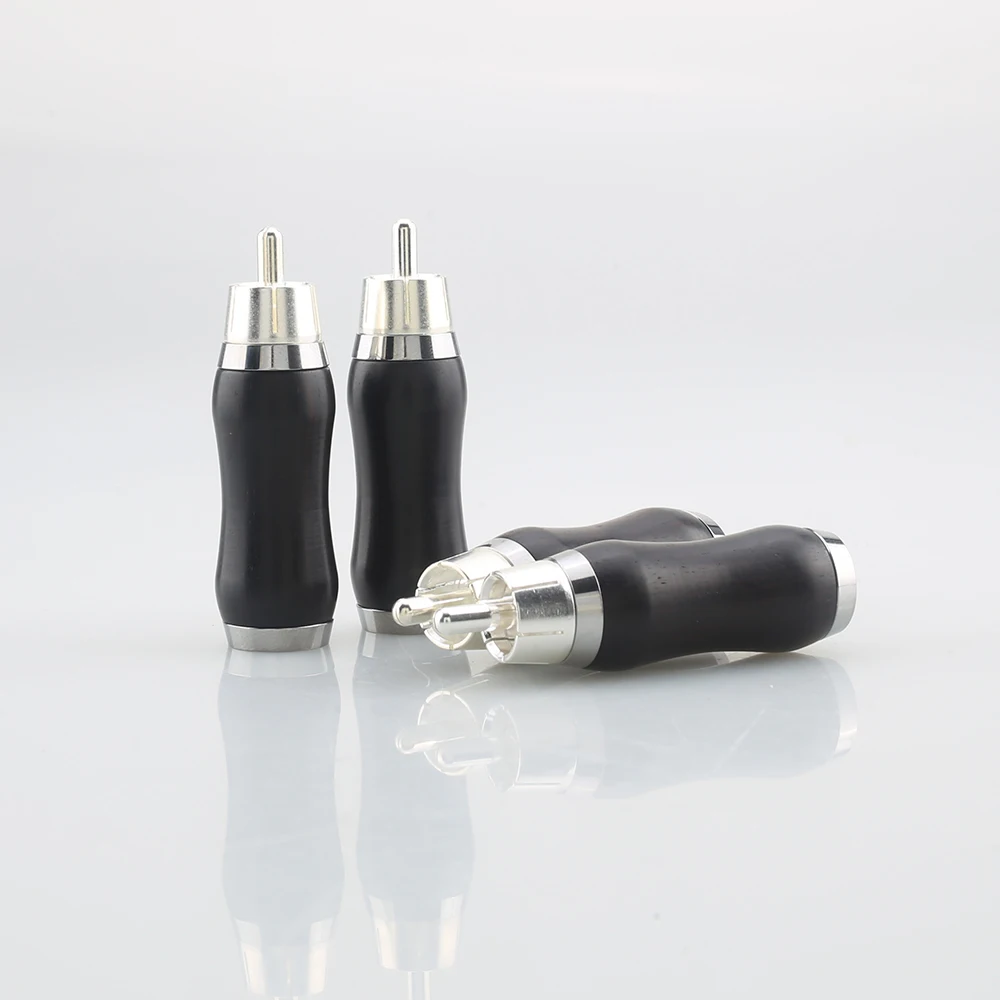 4pcs Audiocrast WR1102S Silver plated ebony sandalwood RCA Rosewood black sandalwood Audio plug hi end Silver RCA