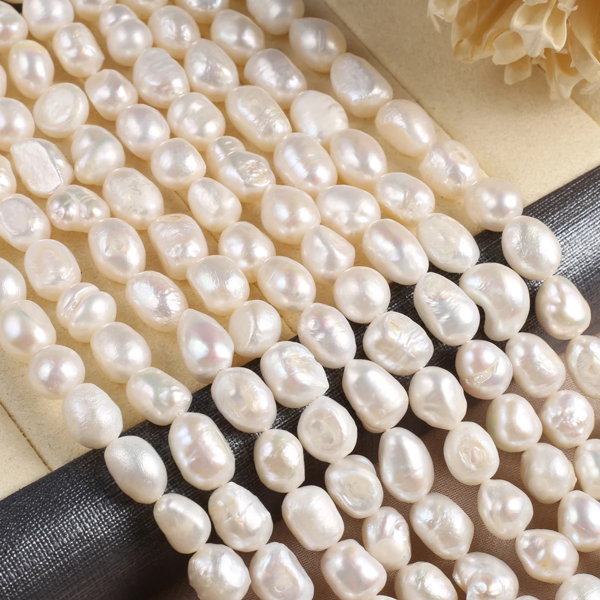 Natural Pearl Straight Hole Two-Sided Light Bead Fine Shape Elegant Appearance for DIY Jewelry Making Handmade Bracelet Necklace