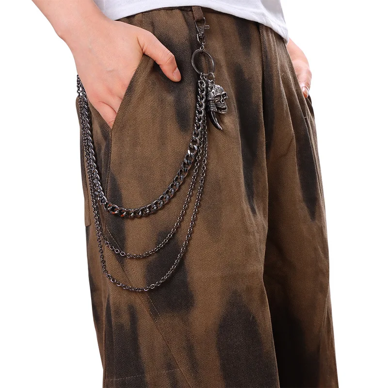 Horn Skull Multi‑Layer Pants Chain Vintage Black Metal Waist Chain Biker Punk Jeans Decor Street Rock Ornament