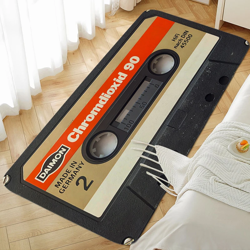 Carpet for Bedroom Vintage Cassette Music Tape Entrance Door Doormat Custom Living Room Bathroom Rug Foot Mat Home Decorations