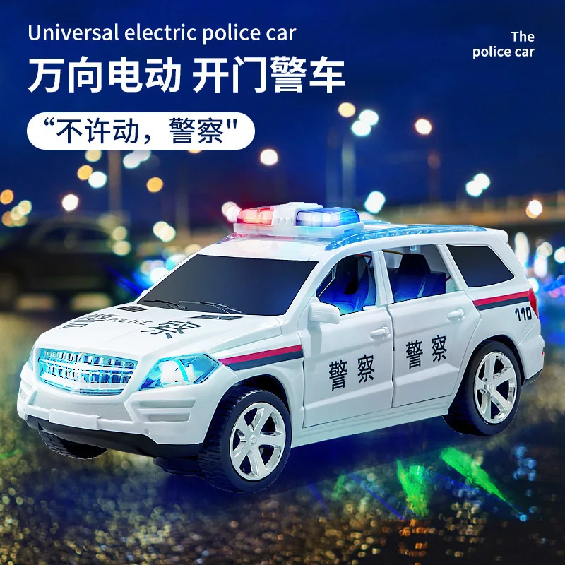 

Sound And Light 360° Rotation Automatic Obstacle Avoidance Police Car Toy Car Model, Simulated Four Door Openable Electric Toy