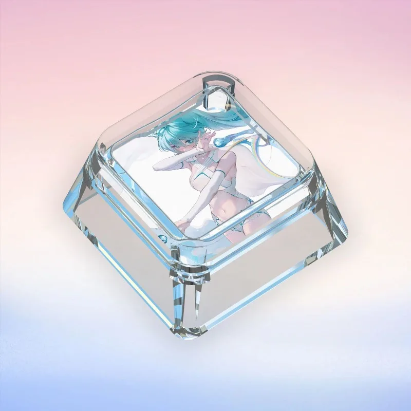 Ins New Miku Mechanical Keyboard Personalized Keycaps Cross Axis Body Miku Cute Keyboard Cap Transparent Keycaps Gifts Toys