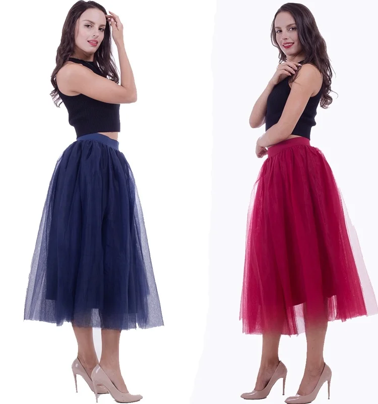 

Юбка-миди А-силуэта с эластичным поясом и пышным подолом, однотонная, из полиэстера, с декоративной строчкой, в уличном стиле