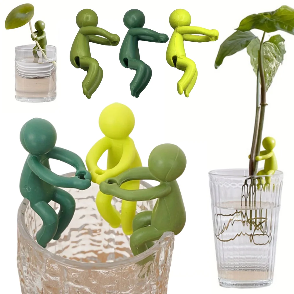 1/3/6PCS Plant Propagation Friends Little Man Plant Stand Reusable Hydroponic Plant Holder Soft Support for Stems Shoot Cutting