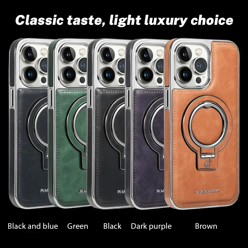 

Leather Business Magsafe Invisible Stand Phone Case For iphone 15 pro max cases iPhone 11 case 12 13 14pro Shockproof cases