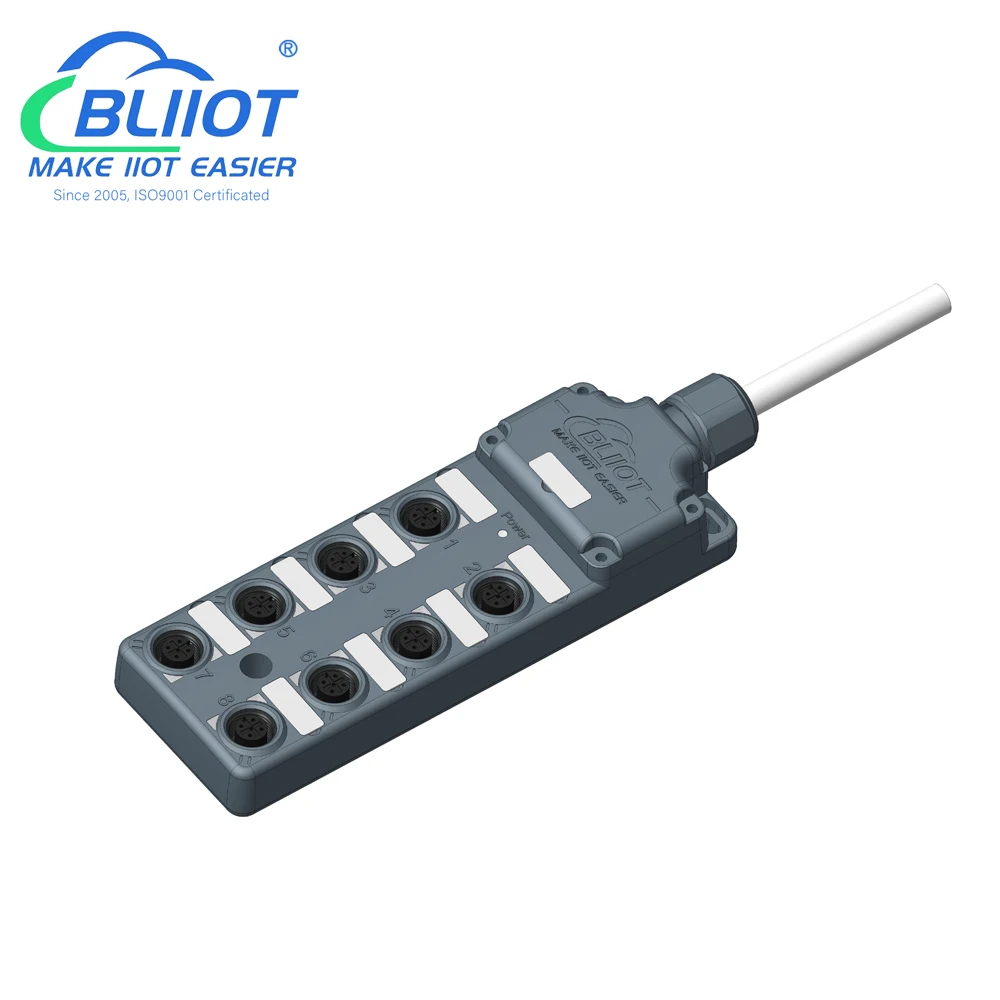 Industrial Distribution 8 Ports Junction Box PNP and NPN Digital Input Sensor Box with 3M PVC Entry Cable