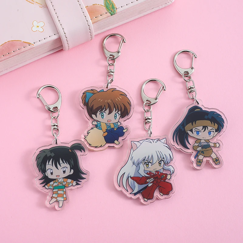 Inuyasha  Anime Lilo and Stitch Pendant Keychains Holder Car Key Chain Key Ring Mobile Phone Bag Hanging Jewelry Gifts