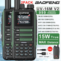 2PCS Baofeng UV-16M V2 Walkie Talkie 15W High Capacity AM FM Two Way Radio Full Band LCD 999CH Frequency Copy NOAA Noise Reduce
