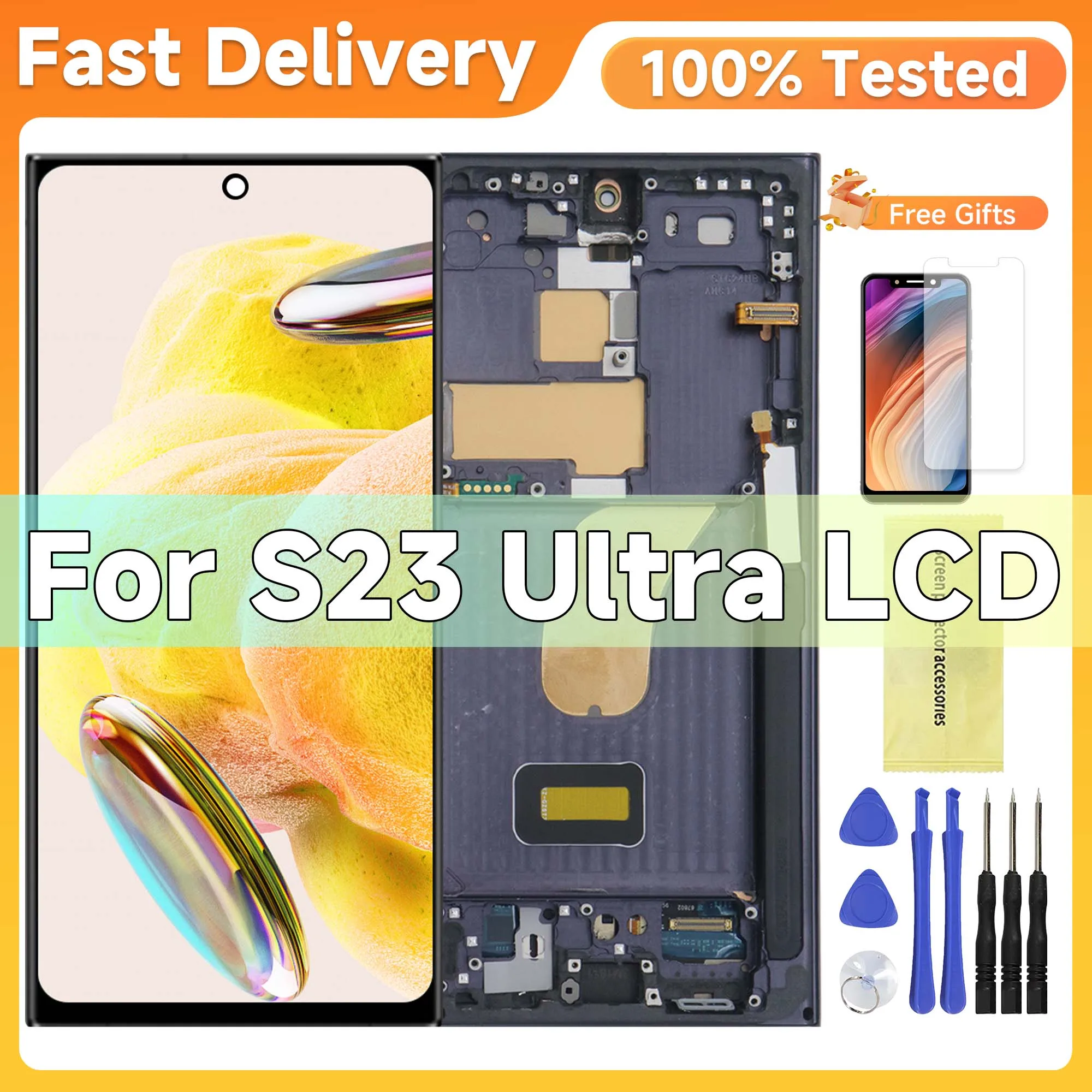 S23 Ultra For Samsung 6.8''For AMOLED S918B S918U S918W S918N S9180 LCD Display Touch Screen Digitizer Assembly Replacement