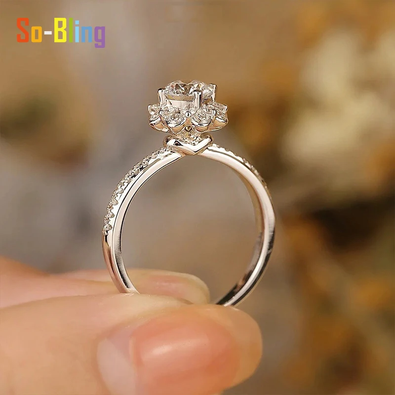So-Bling 1 قيراط 6.5 مللي متر D VVS1 مويسانيتي الدائري مع شهادة Gra 925 فضة المشاركة خواتم الزفاف للنساء مجوهرات #4
