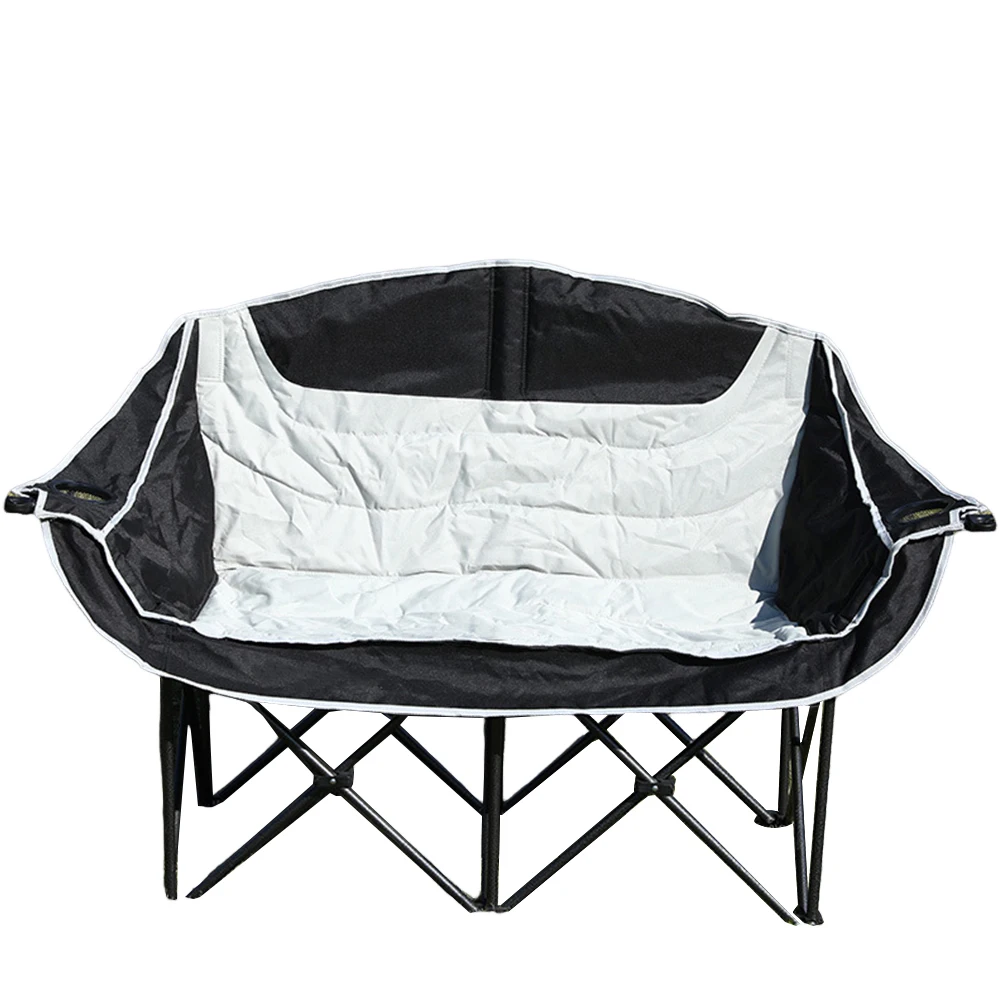 ダブルキャンプチェア 折りたたみ式ラブシートチェア カップホルダーとキャリーバッグ付き ポータブルキャンプベンチ 大人用 耐荷重600ポンド