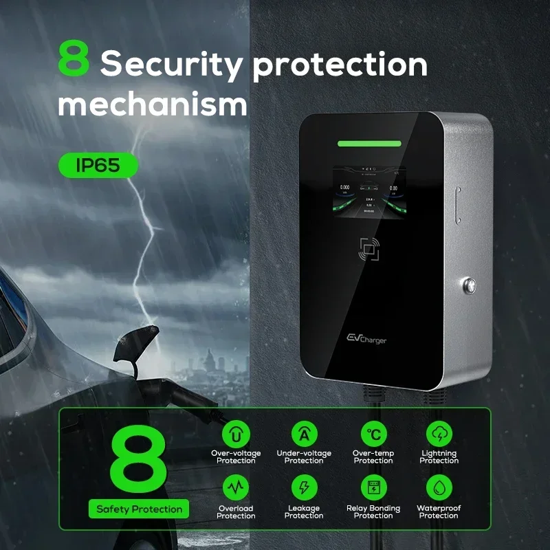 MAIYATANG M Ovrod 11kw 22kW Wallbox Fast Electric Vehicle Ev Charging Station With 5M Charging Type 2 Gun 4.3In Screen 32a 7 Kw