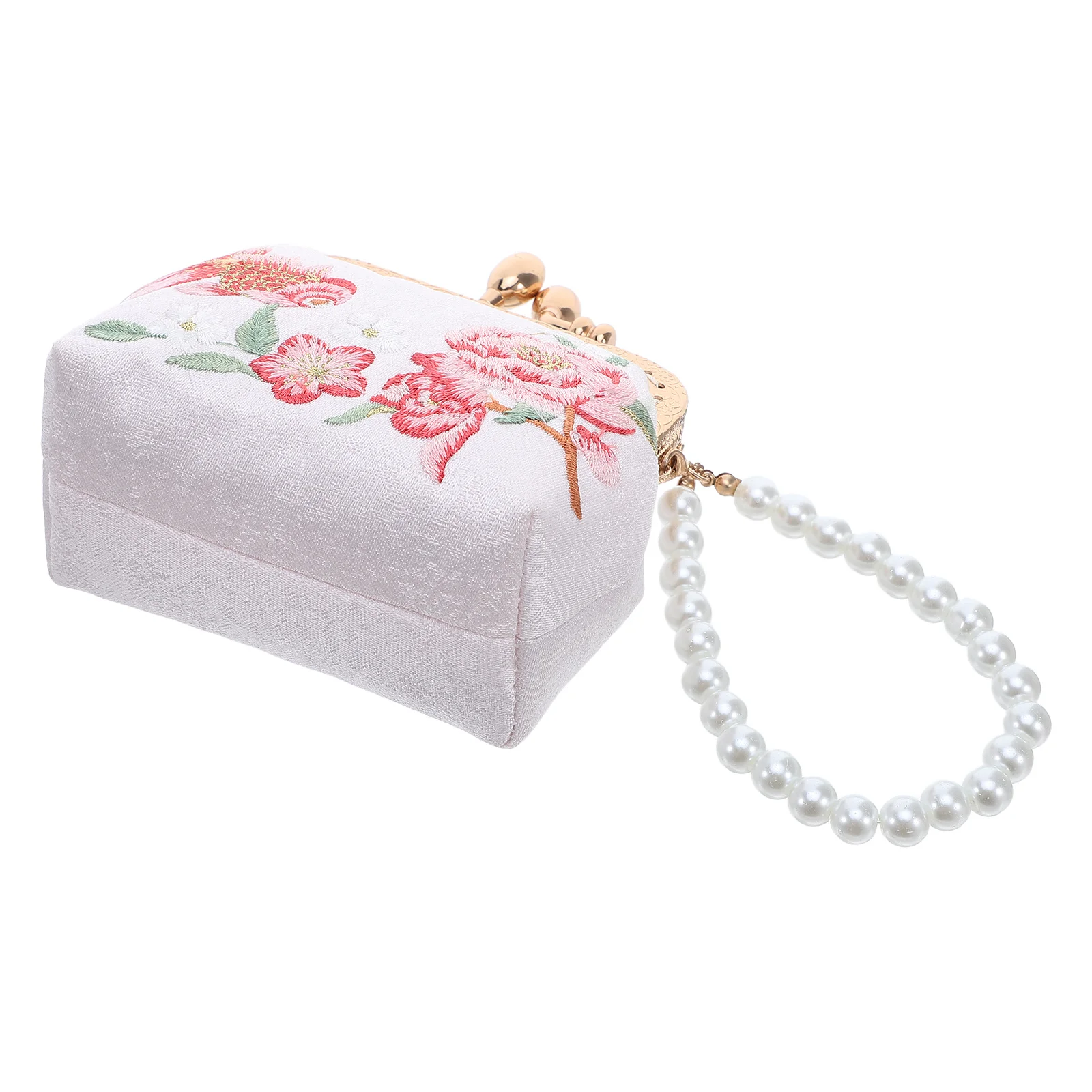 Stylish Floral Clutch Purse Embroidered Brocade Wallet Small Makeup Case for Women Elegant Attire Accessory Clutch Purse
