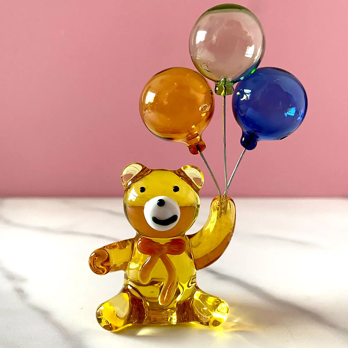 2 Types Crystal Bear with Balloons Glass Bear Animal Figurine Home Table Decor Kids Birthday Gift