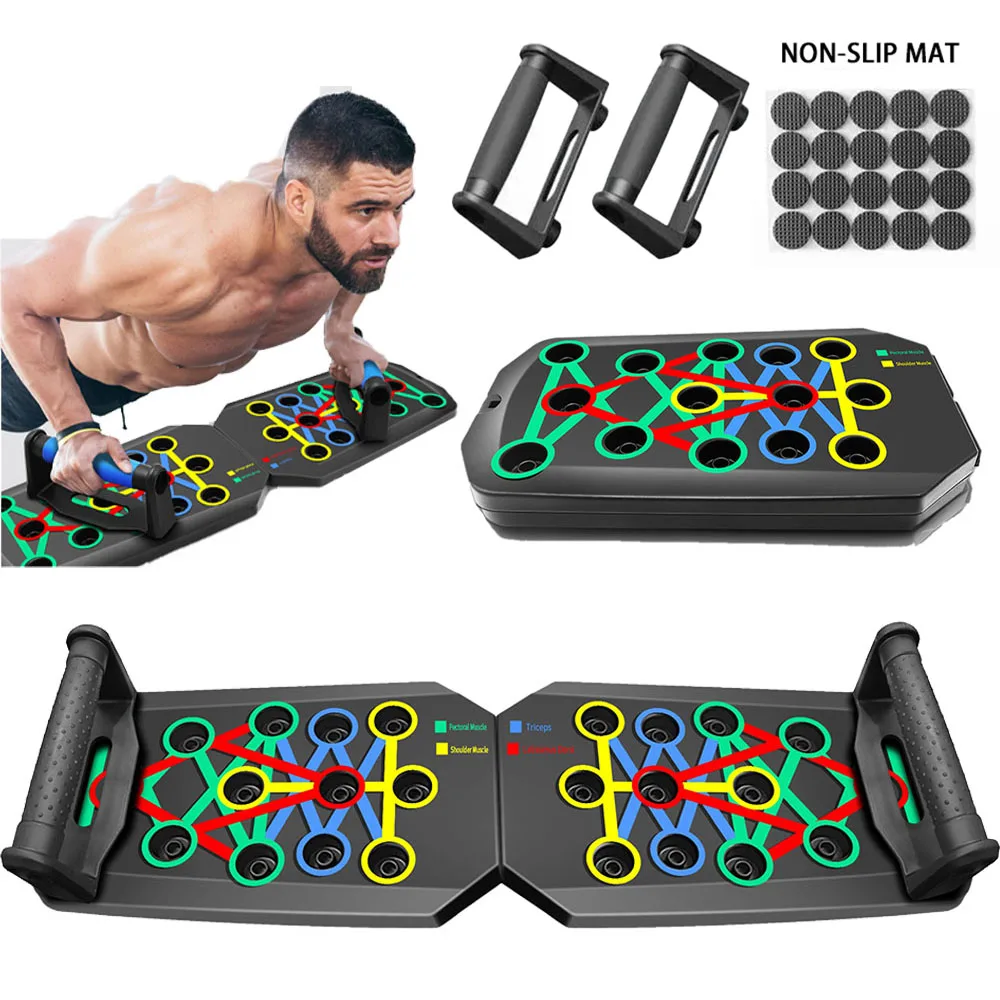 Portable Multifunctional Push-up Board Set With Handles Foldable Fitness Equipment For Chest Abdomen Arms And Back Training