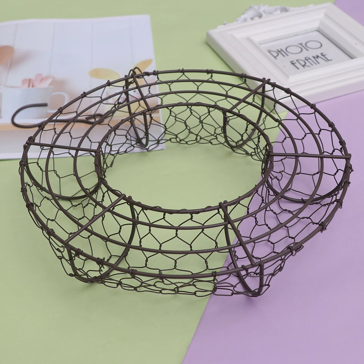 

2Pcs Wire Wreath Frame Plant Hanging Loop Flower Hanger Home Decor Balcony Garden Office Home Furnishing Storage