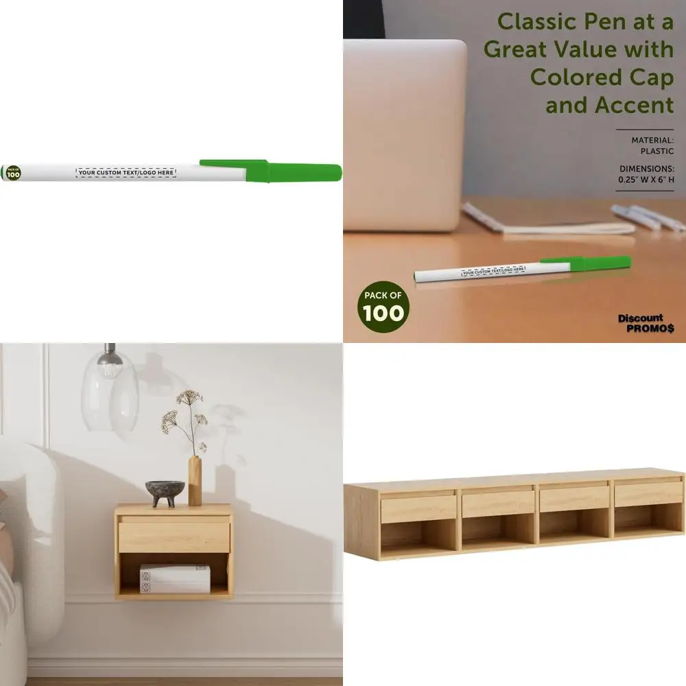 

Custom Value Stick Pens Set of 100 with Blue Ink - Personalized Bulk Pack for Office, School, Business, Trade Shows