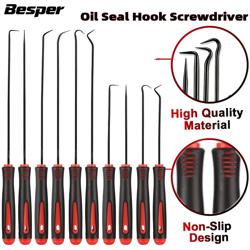 

Auto Vehicle Oil Seal Screwdrivers Set for O-Ring Gasket Clips Rings Removal Heavy Duty Automotive Maintenance Seal Hooks