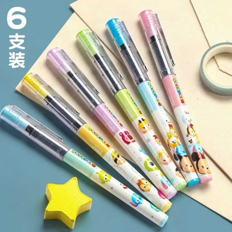 Imagem -04 - Disney Cartoon Boxed Reta Rolo Líquido Pen Secagem Rápida Smooth Preto Neutro Pen Papelaria Estudante Caneta Esferográfica Presente 05 mm