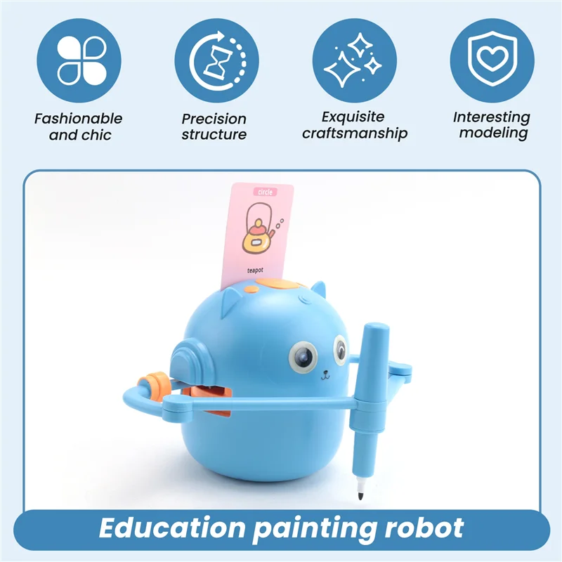 A23F-New Children's Interactive Education Painting Robot -Montessori Learning Toys, With 100 Words Cards, Voice Interaction