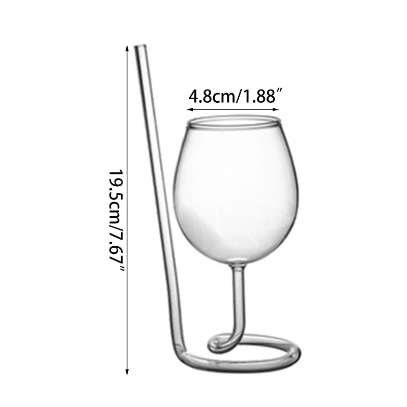 Creative Red Wine Glass Cocktail Clear Juice Cup Goblet with Drinking Tube Straw for Wedding Party Home Restaurant