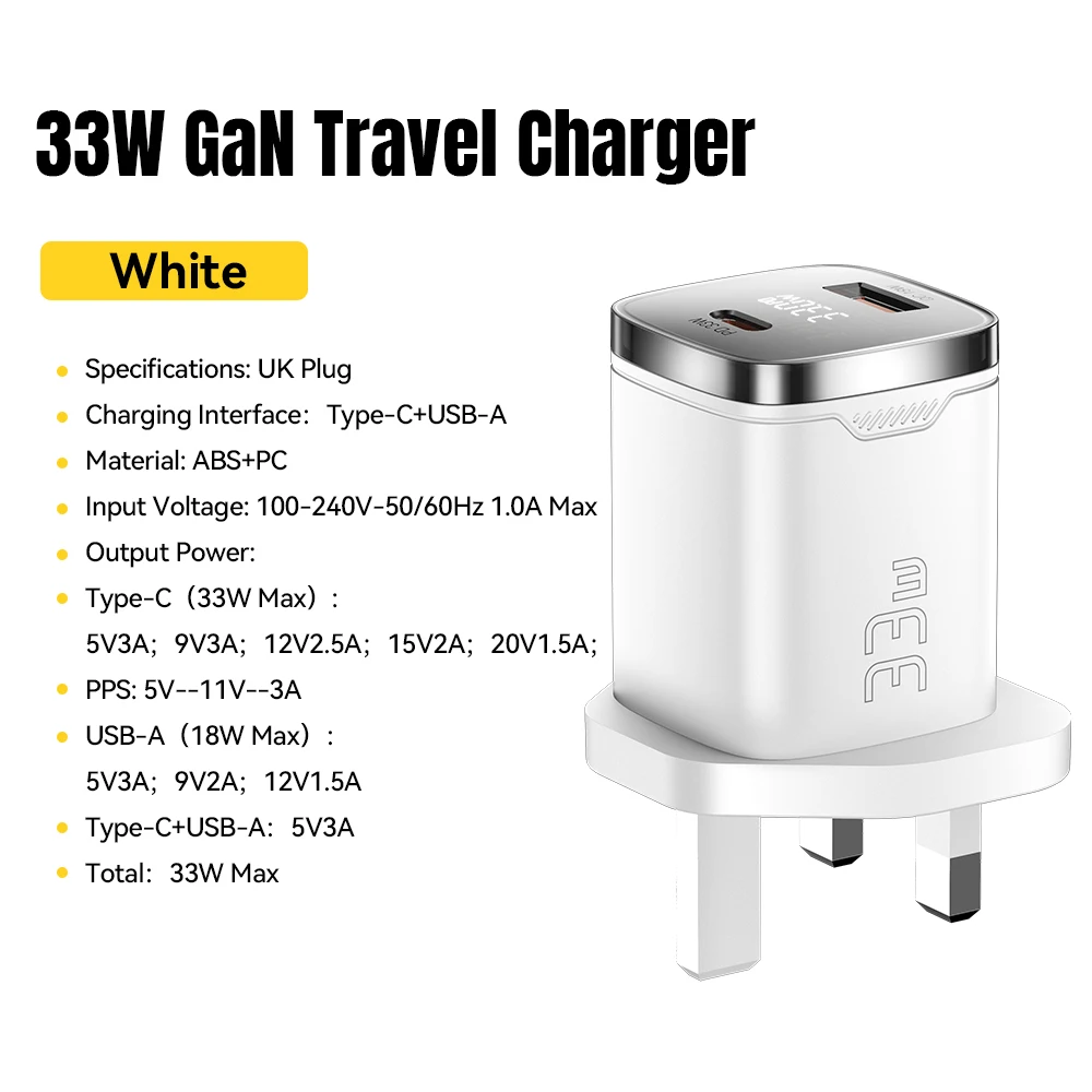 Essager 33 W GaN USB Typ C Ladegerät Digitalanzeige PD Schnellladung für iPhone 16 15 14 Pro Max iPad Mini 6 Xiaomi Samsung S22