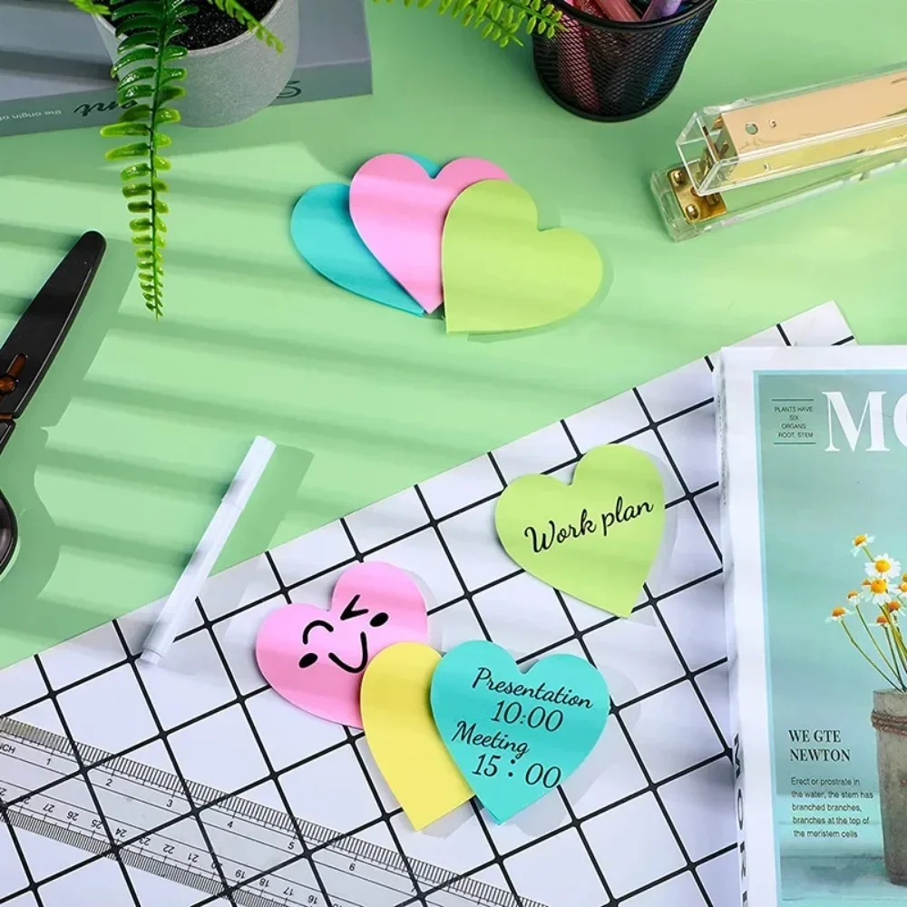 120 Sheets Heart Sticky Notes Notepad Self Sticky Note Pads Notebook Planner Sticker for Office School Stationery Accessories