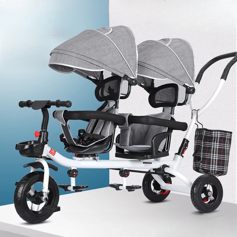 

Children's Double Stroller Multifunctional Two-way Baby Stroller Twins Stroller Double Folding Three-wheel Car