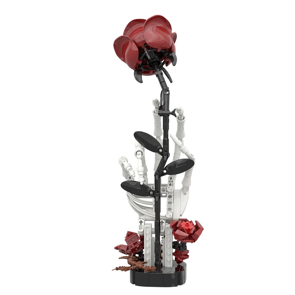 Gothic Skeleton Hand with Rose Building Block Forever Flower Macabre Valentines Dark Romance Art Aesthetic Desk Decor Adult Gift view 5