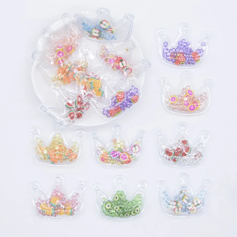 32Pcs 38*30mm Crown Filling Shake Fruits Clay & Crystal Diamonds Applique for DIY Headdress Hair Clips Band Bow Accessories