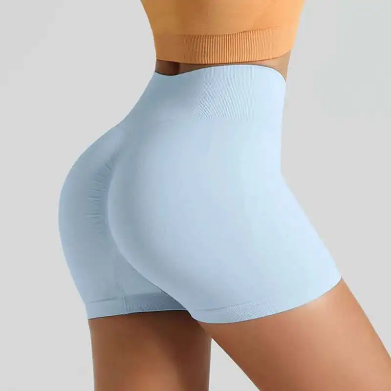 2025 Pantaloncini da yoga senza cuciture Materiale sottile Vita alta Sollevamento Alta elasticità per la corsa Design a tre punti Ideale per gli sport fitness