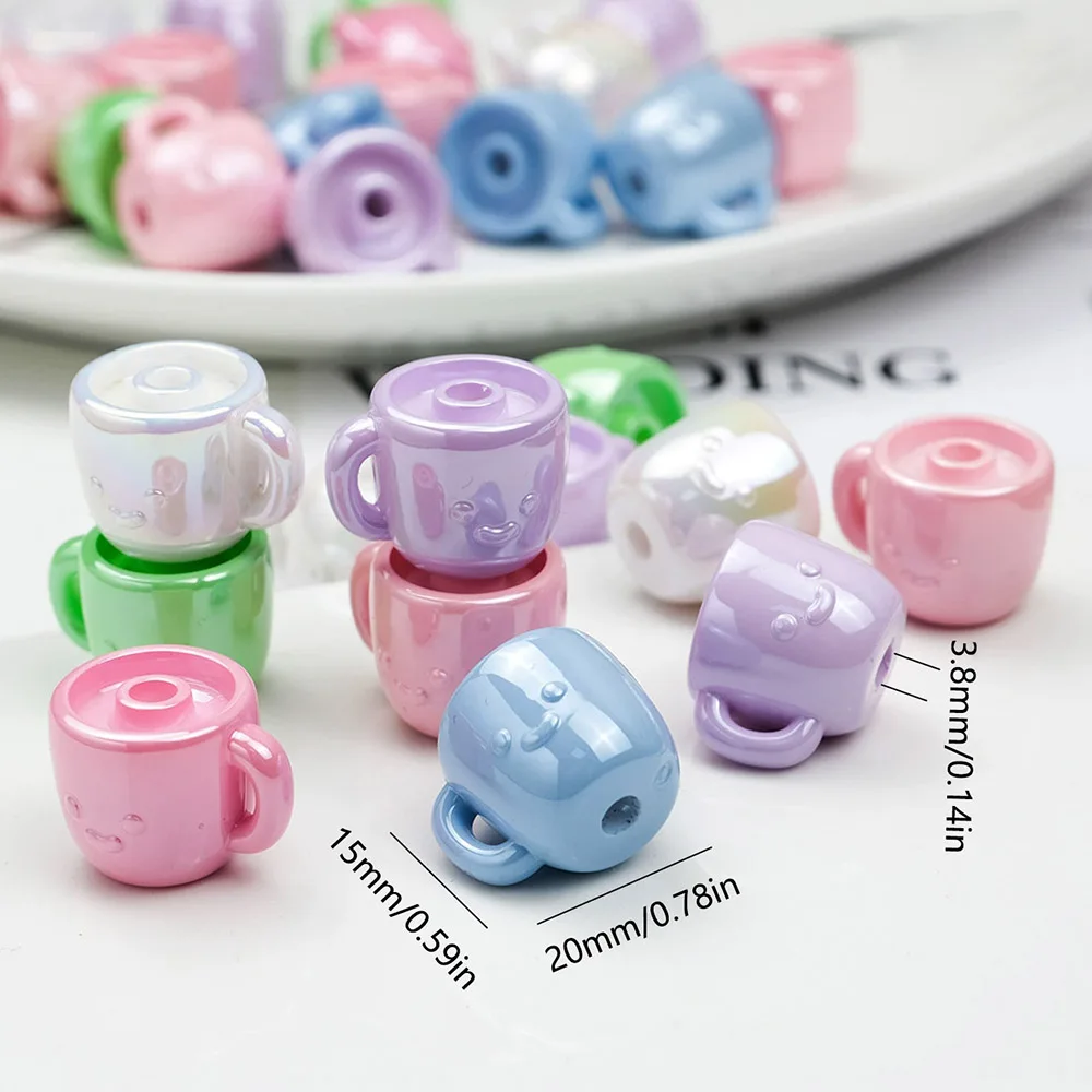 Bunte Perlen, niedliche Cartoon-Becher, perforierte Acrylperlen, DIY-Schmuckzubehör, Taschenhängerschnalle, Armbandmaterial – Detail 1