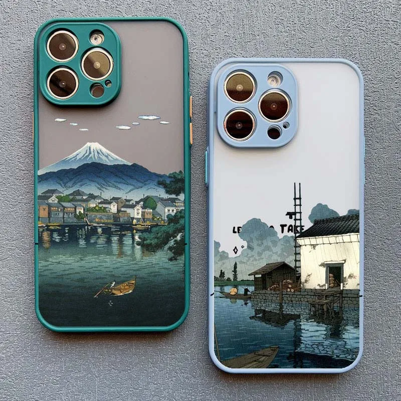 Landscape phone case For iPhone 16 14 11 12 13 15 Pro Max Mini 7 8 Plus XS X XR SE2 Japan Series Aestheticism Scenery Back Cover