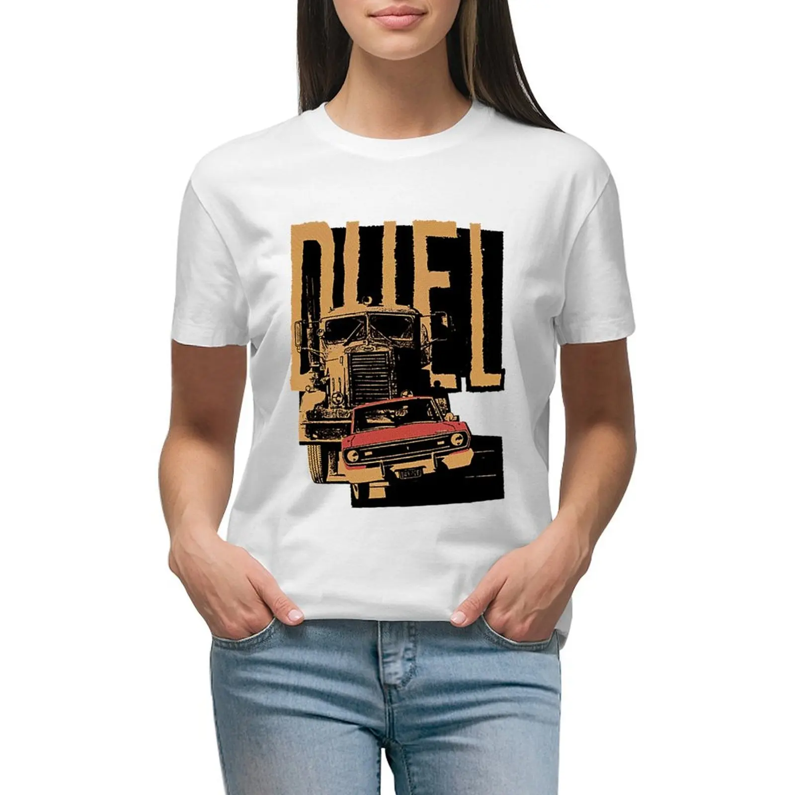 

Duel T-shirt Aesthetic clothing Short sleeve tee vintage clothes t shirt dress Women