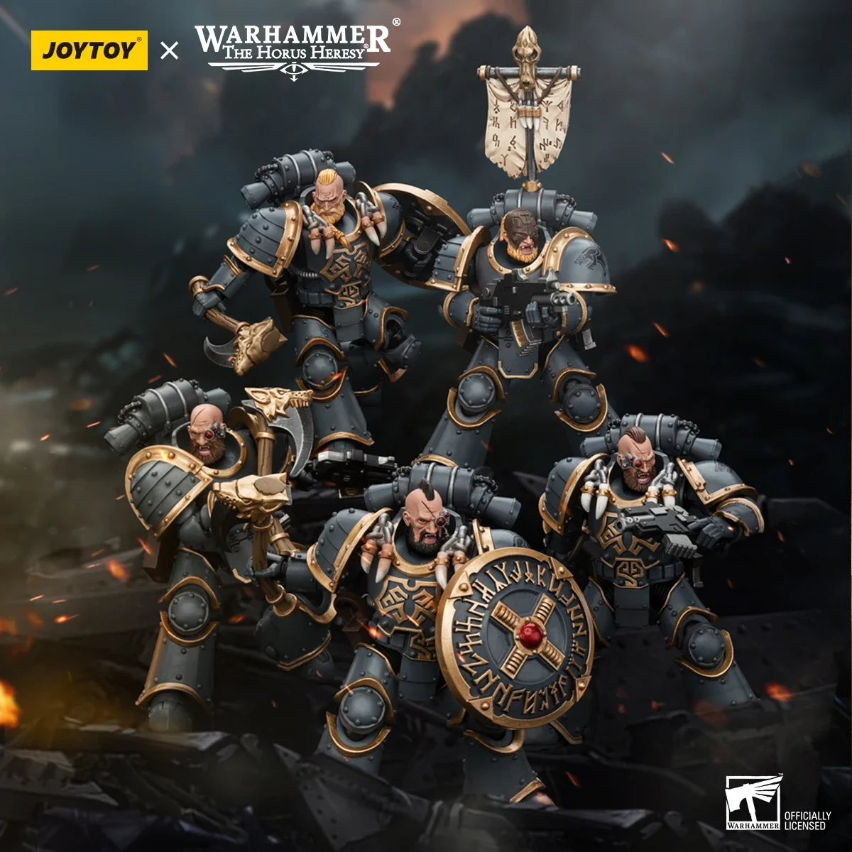 IN MAGAZZINO] JOYTOY Warhammer 30k 1/18 Action Figures Space Wolves Grey Slayer Pack Collezione Modello Anime Legion Joint Giocattolo mobile