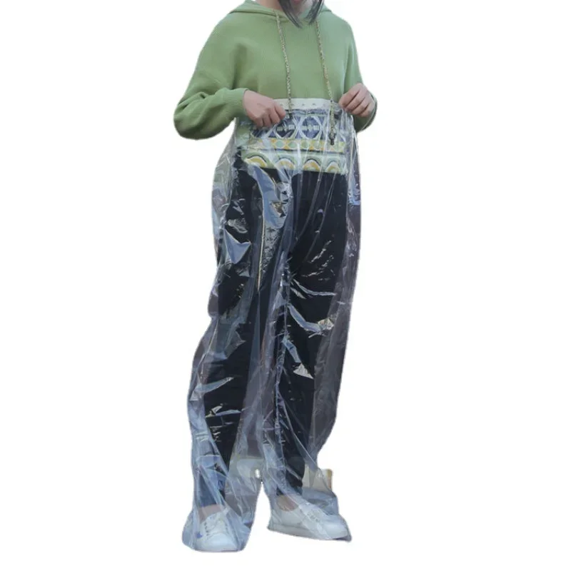 2PCS Foot-Wrapped Thickened Wear-Resistant Foot-Sealed Rain Pants Long Outdoor Portable Raincoat Drifting Waterproof Cycling