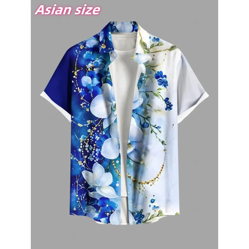 

Sunflower Cat Graphic Hawaiian Shirt For Men Colorful Flowers 3D Printed Short Sleeve Summer Street Aloha Shirts Lapel Blouse