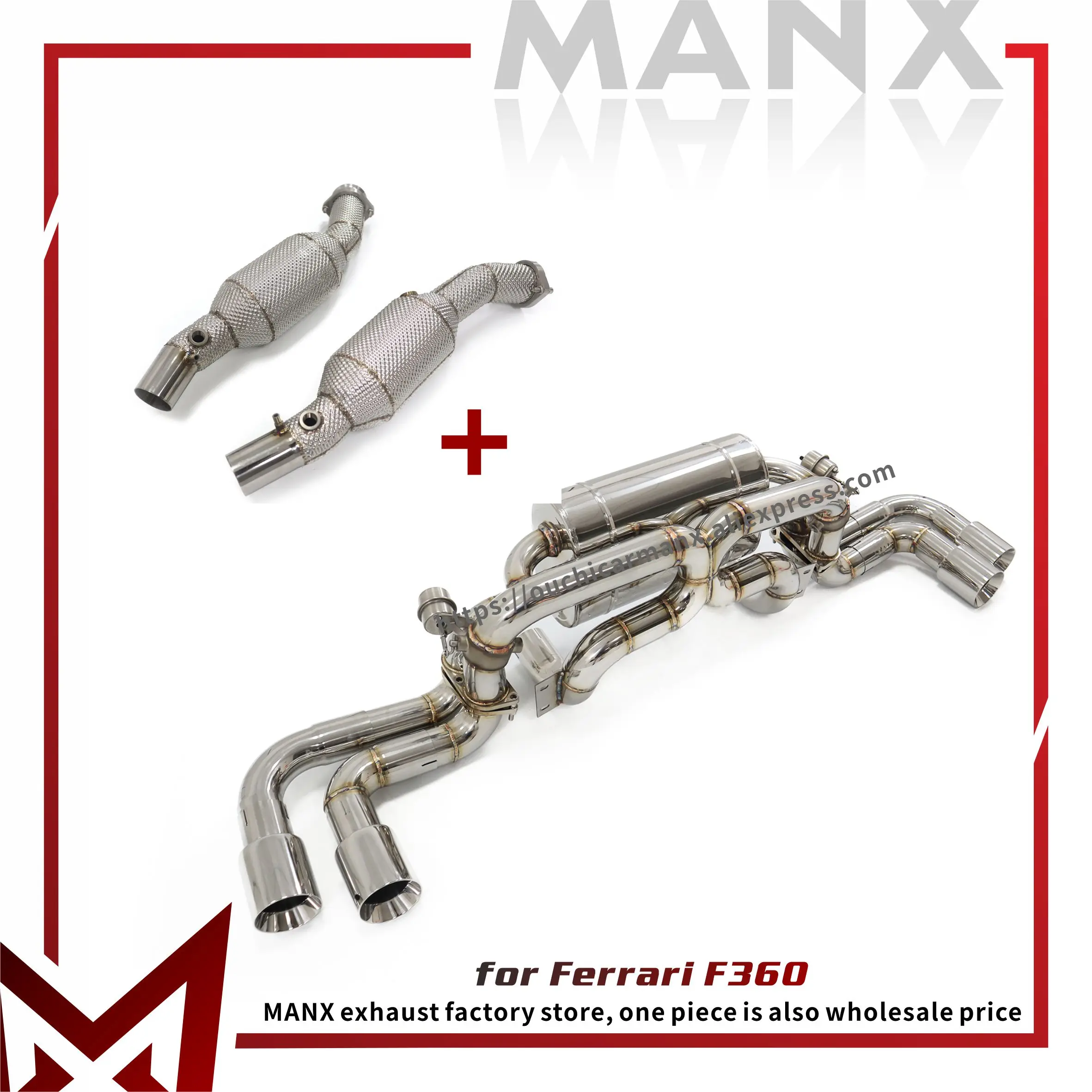 

MANX for Ferrari F360 Vacuum valves Catback SUS Exhaust system High performance Downpipe with Heat shield