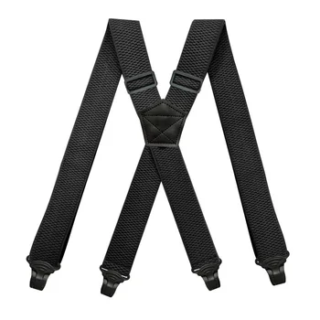 H suspensórios de trabalho resistentes para homens, 3.8cm de largura, x-back com 4 fechos de pinça de plástico, calças elásticas ajustáveis, suspensórios-bla