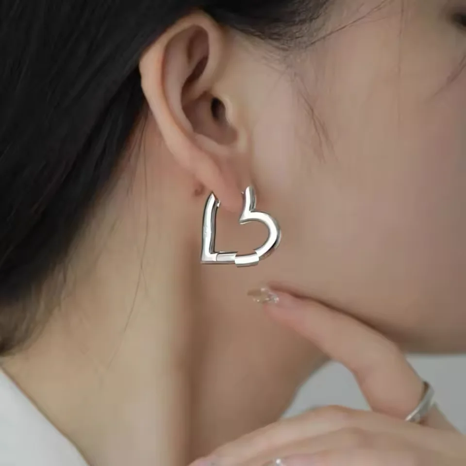 

BF CLUB 925 Sterling Silver Vintage Earrings For Women Trendy Heart Earring Jewelry Prevent Allergy Party Accessories